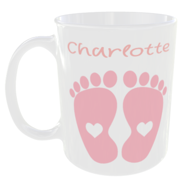 "Any Baby Name on a Mug" (Can personalise with any Baby Name for free and Choose Colour) Charlotte Pink