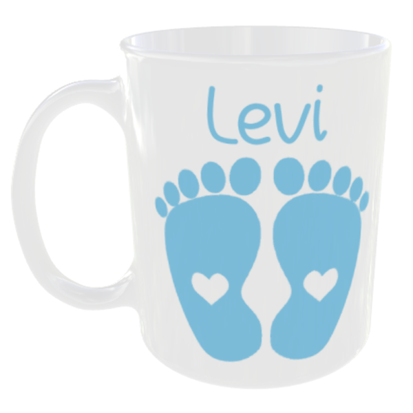 "Any Baby Name on a Mug" (Can personalise with any Baby Name for free and Choose Colour) Levi Blue