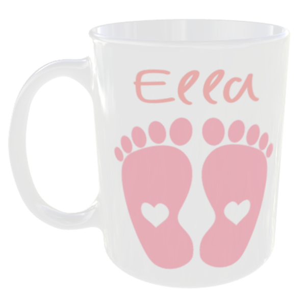 "Any Baby Name on a Mug" (Can personalise with any Baby Name for free and Choose Colour) Ella Pink