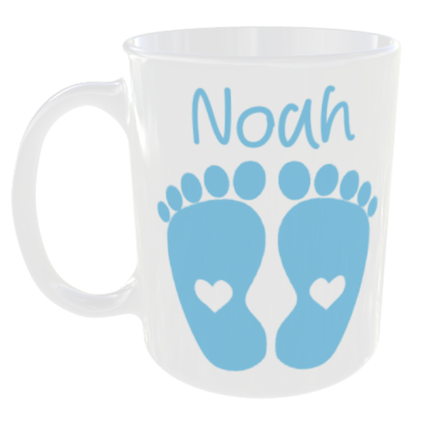 "Any Baby Name on a Mug" (Can personalise with any Baby Name for free and Choose Colour) Noah Blue