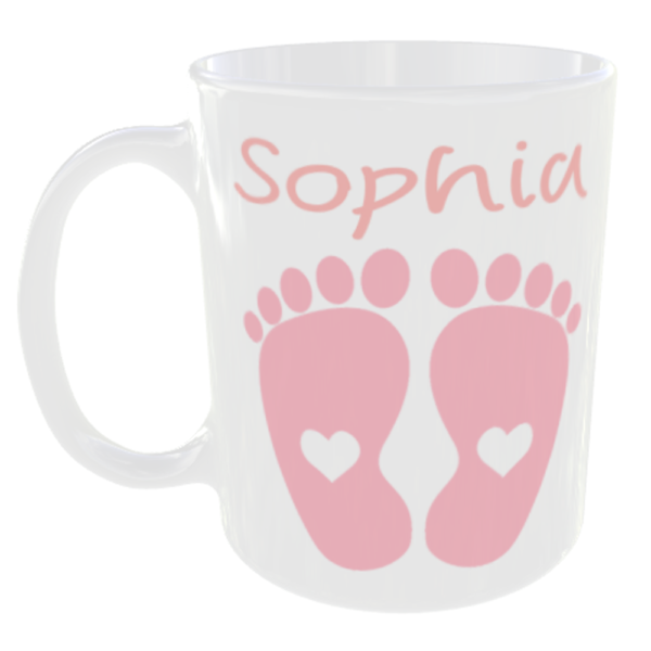 "Any Baby Name on a Mug" (Can personalise with any Baby Name for free and Choose Colour) Sophia Pink