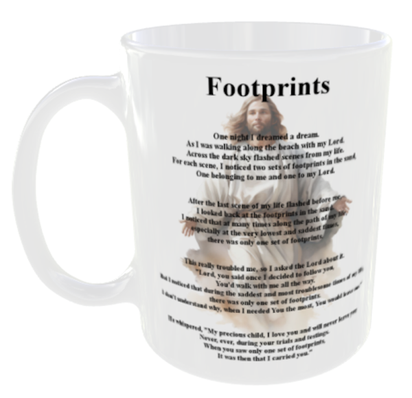 Jesus footprints In the Sand Poem Mug