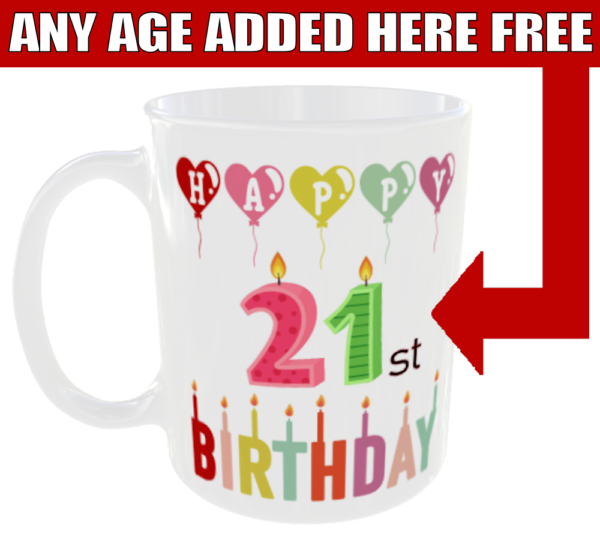 Happy Birthday Mug Any Age Added Free