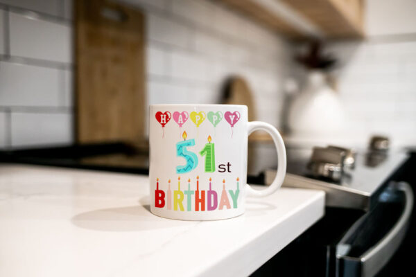 Happy Birthday Kitchen Mug Any Age Added Free