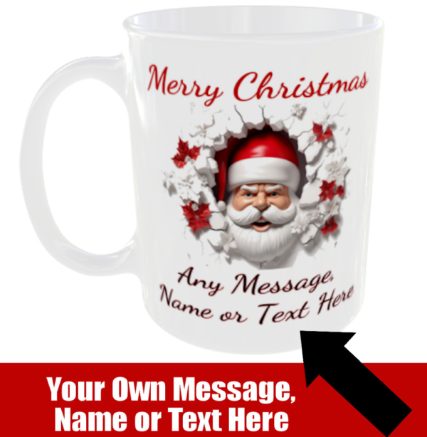 Merry Christmas mug personalised with any message, name or text of your choice completely free