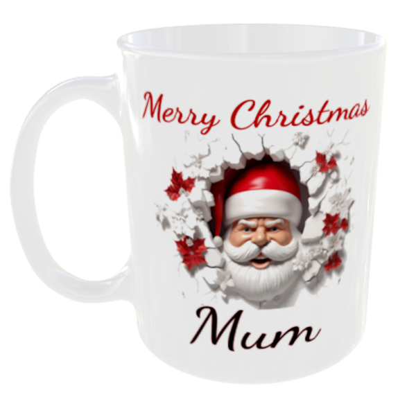 Merry Christmas mug personalised with any message, name or text of your choice completely free (Mum)