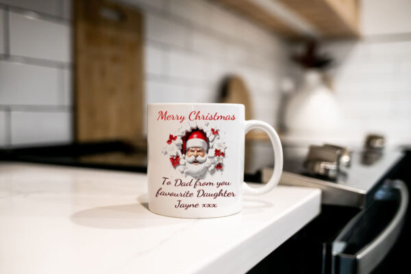 Merry Christmas mug personalised with any message, name or text of your choice completely free (Kitchen Mug)