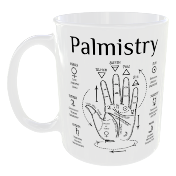 "Palmistry Mug about Palm Reading" (Funny Novelty Mug)