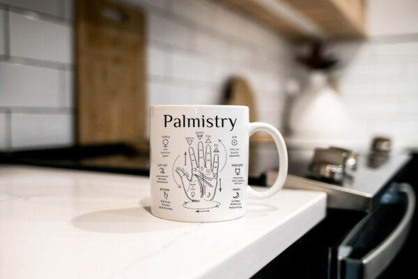 "Palmistry Mug about Palm Reading" (Funny Novelty Mug) Kitchen Mug View