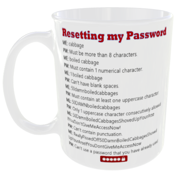 "Resetting my Password" (Funny Novelty Mug)