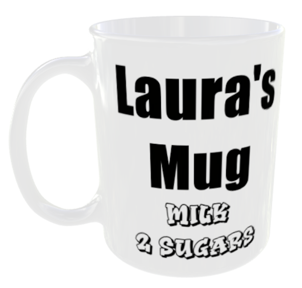 Any Name Personalised for free plus any Milk and Sugar options Mug