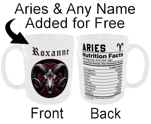 "Any Name and Star Sign Mug" (Gothic Zodiac Mug - Personalised any name for Free) Aries Mug