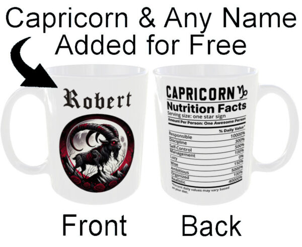 "Any Name and Star Sign Mug" (Gothic Zodiac Mug - Personalised any name for Free) Capricorn Mug