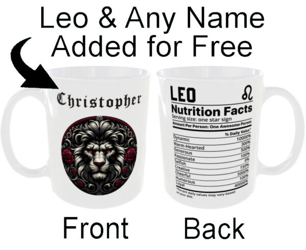 "Any Name and Star Sign Mug" (Gothic Zodiac Mug - Personalised any name for Free) Leo Mug