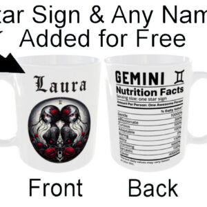 "Any Name and Star Sign Mug" (Gothic Zodiac Mug - Personalised any name for Free)