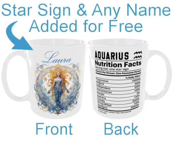 "Any Name and Star Sign Mug" (Zodiac Mug - Personalised any name for Free)