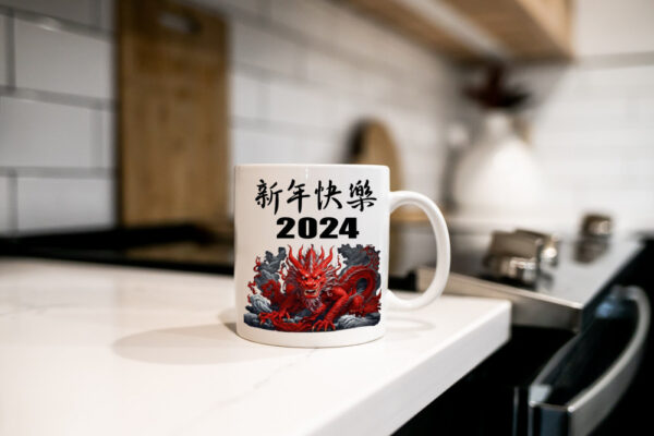 "Chinese Year Of the Dragon - Happy New Year 2024" (Novelty Mug) Kitchen View