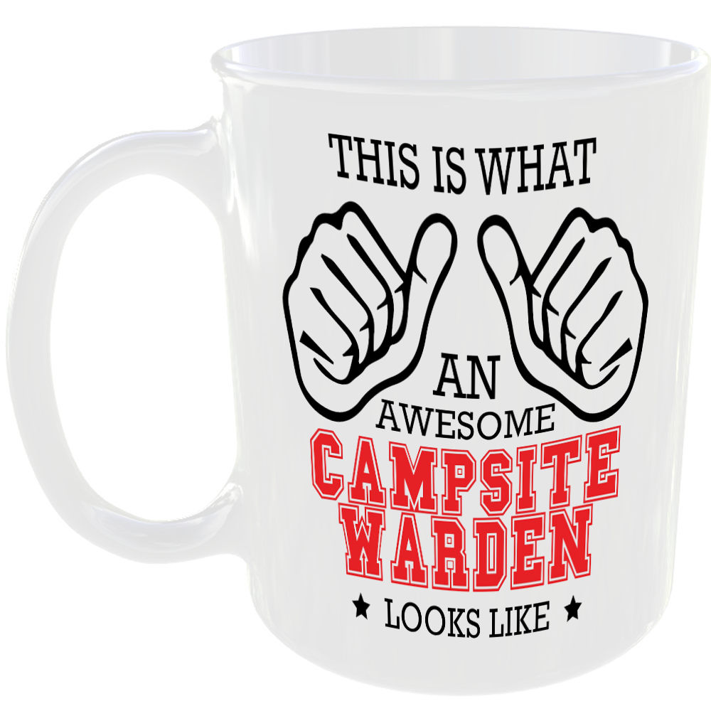 WHAT A AWESOME CAMPSITE WARDEN LOOKS LIKE MUG IDEAL GIFT CUP FOR WORK JOB CAREER
