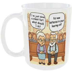 Fart Hearing Aid Funny Church Meme Gift Mug