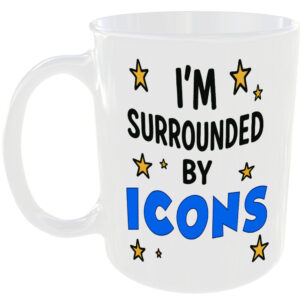 SURROUNDED BY ICONS MUG FUNNY GIFT FOR OFFICE WORK HOME FAMILY FRIENDS MATES CUP