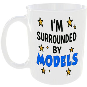 SURROUNDED BY MODELS MUG FUN GIFT OFFICE WORK CATWALK HANDSOME CUTE PARTNER CUP
