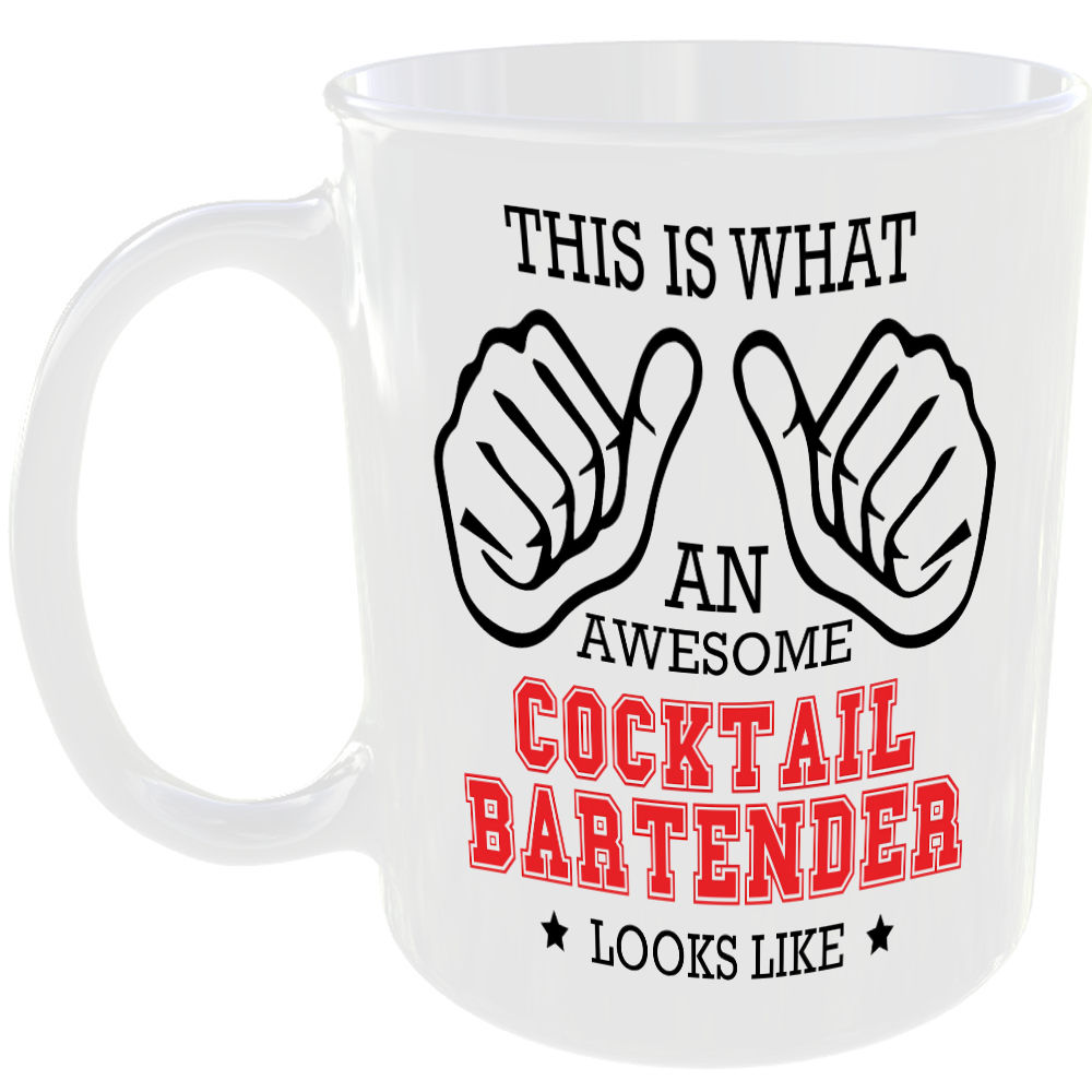 THIS IS WHAT AN AWESOME COCKTAIL BARTENDER LOOKS LIKE MUG IDEAL GIFT CUP FOR WORK JOB CAREER