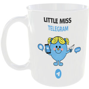Little Miss Telegram Mug Funny Mr Men Style Cup Messaging Chat Gift Message News