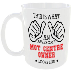 THIS IS WHAT AN AWESOME MOT CENTRE OWNER LOOKS LIKE MUG IDEAL GIFT CUP FOR WORK JOB CAREER