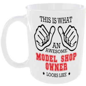 THIS IS WHAT AN AWESOME MODEL SHOP OWNER LOOKS LIKE MUG IDEAL GIFT CUP FOR WORK JOB CAREER