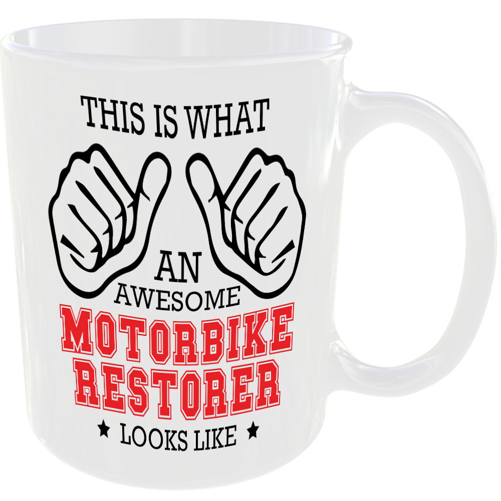THIS IS WHAT AN AWESOME MOTORBIKE RESTORER LOOKS LIKE MUG IDEAL GIFT CUP FOR WORK JOB CAREER - Image 2