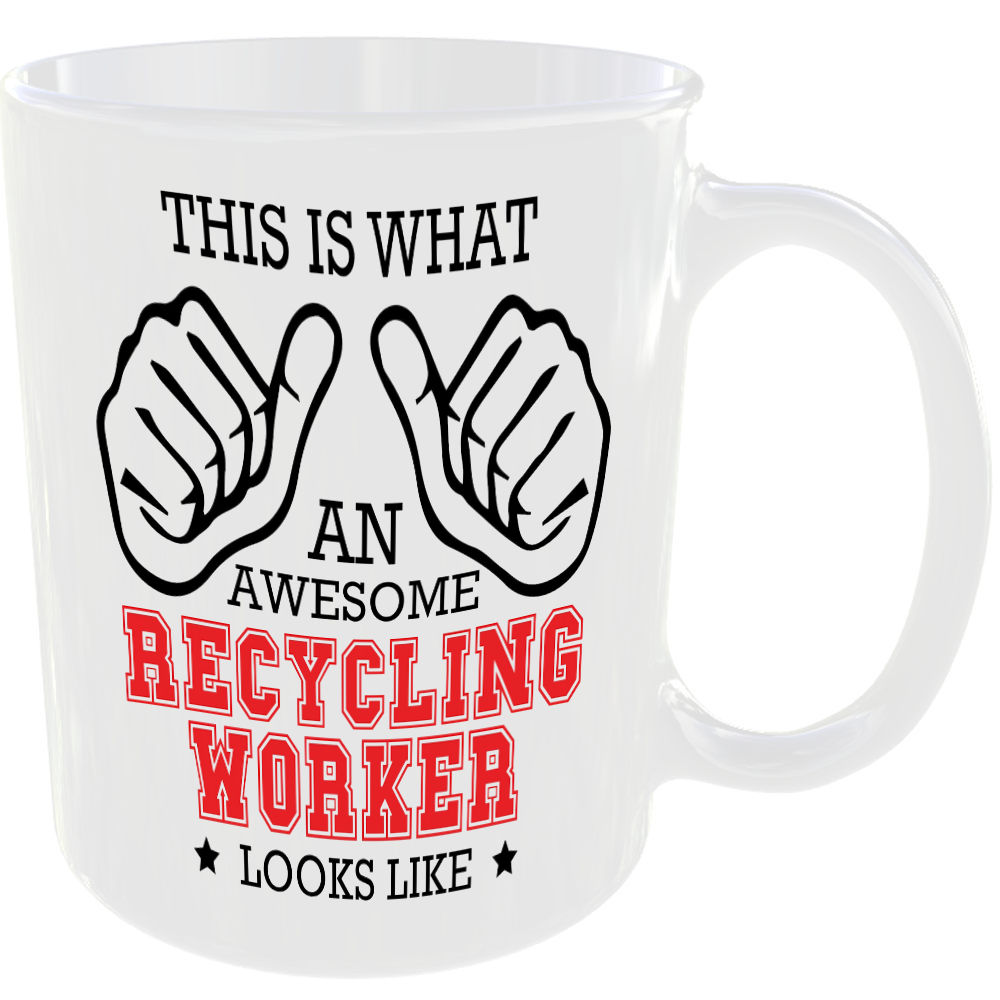 THIS IS WHAT AN AWESOME RECYCLING WORKER LOOKS LIKE MUG IDEAL GIFT CUP FOR WORK JOB CAREER - Image 2