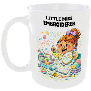 Little Miss Embroiderer Mug Funny Stitching Thread Gift Tea Coffee Cup Craft 🧵☕