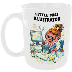 Little Miss Illustrator Mug Funny Drawing Sketch Gift Tea Coffee Cup Creative ✏️