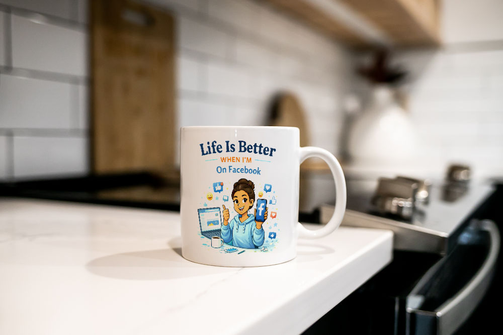 Life Is Better On Facebook Addict Gift Mug Social Media Lover Coffee Cup For Her - Image 3
