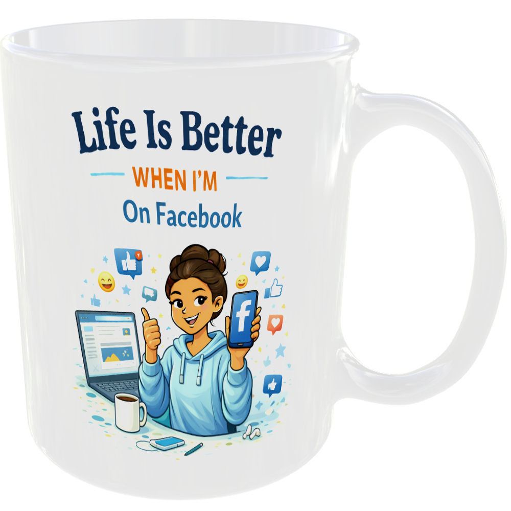Life Is Better On Facebook Addict Gift Mug Social Media Lover Coffee Cup For Her - Image 2