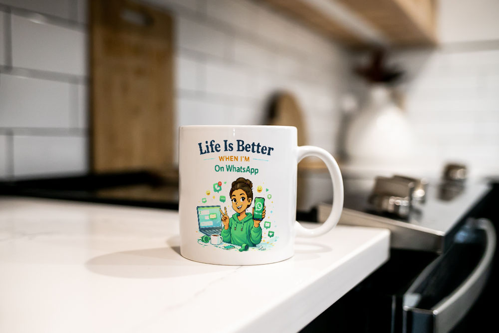 Life Better WhatsApp Whats App Girl User Gift Mug Messaging Addict Cup For Her - Image 3