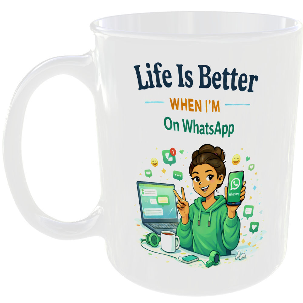 Life Better WhatsApp Whats App Girl User Gift Mug Messaging Addict Cup For Her