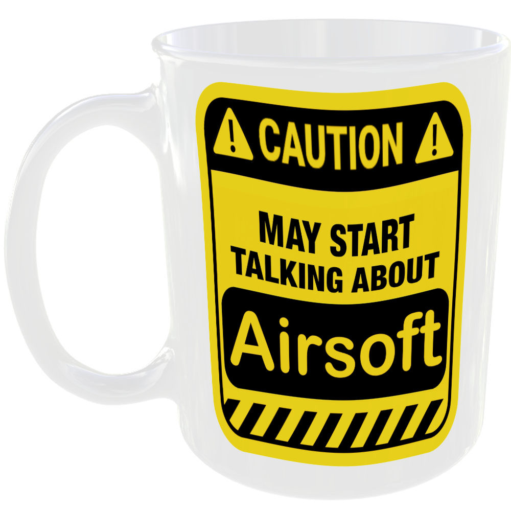 Caution May Start Talking About Airsoft Mug Funny Hobbies Cup Coffee Tea Gift