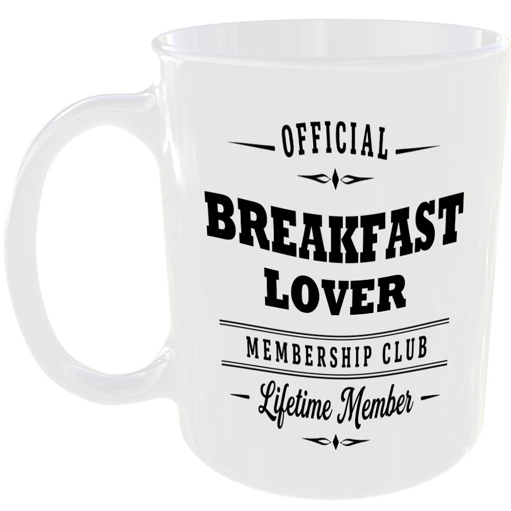 Official Breakfast Lover Membership Club Funny Ceramic Mug Birthday Gift Tea Cup