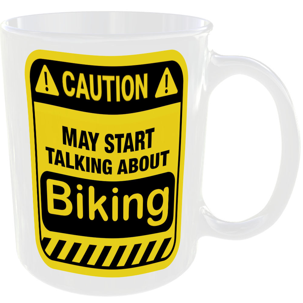Caution May Start Talking About Biking Mug Funny Hobbies Cup Coffee Tea Gift - Image 2