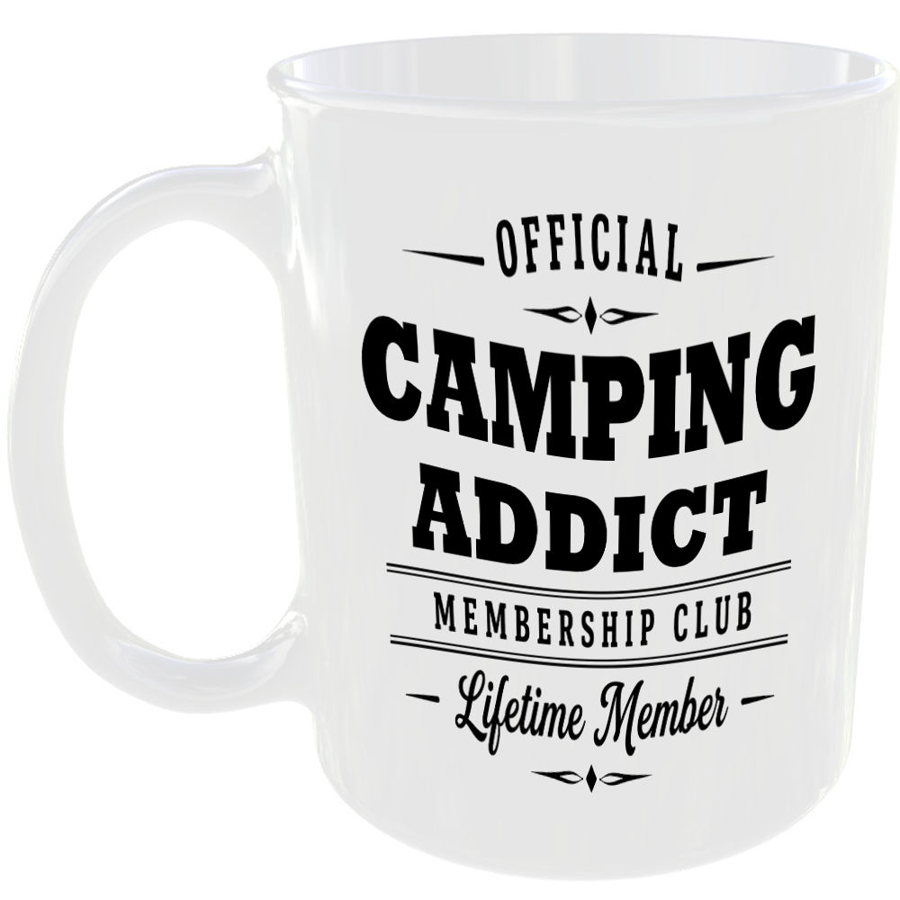 Official Camping Addict Membership Club Funny Ceramic Mug Outdoor Hobby Birthday