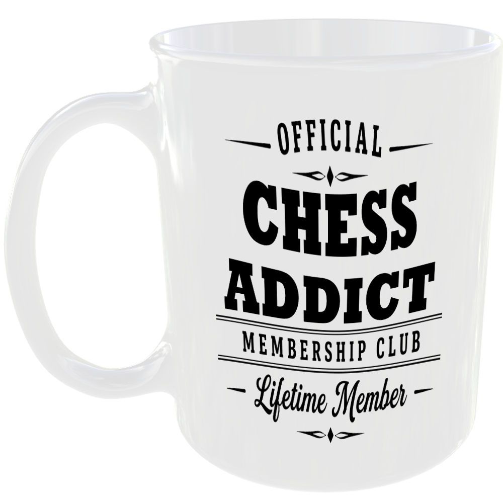 Official Chess Addict Membership Club Funny Ceramic Mug Collector Hobby Novelty
