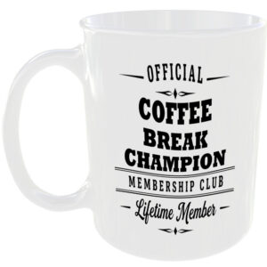 Official Coffee Break Champion Membership Club Funny Ceramic Mug Tea Coffee Cup