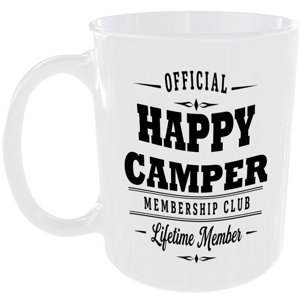 Official Happy Camper Membership Club Funny Ceramic Mug Outdoor Hobby Adventure