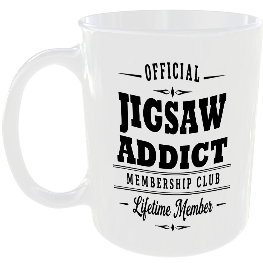 Official Jigsaw Addict Membership Club Funny Ceramic Mug Collector Hobby Novelty