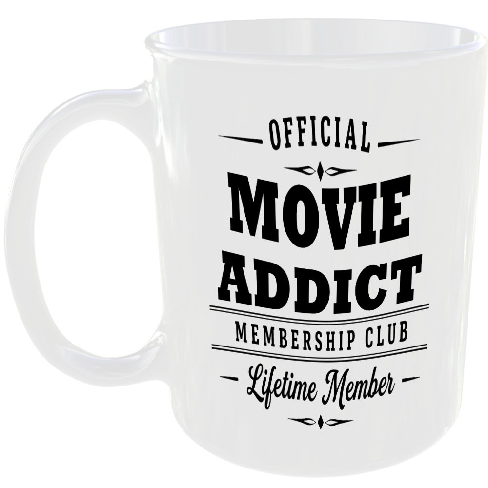 Official Movie Addict Membership Club Funny Ceramic Mug Entertainment Fan Gift