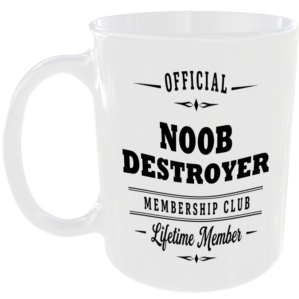 Official Noob Destroyer Membership Club Funny Ceramic Mug Gaming Gamer Gift