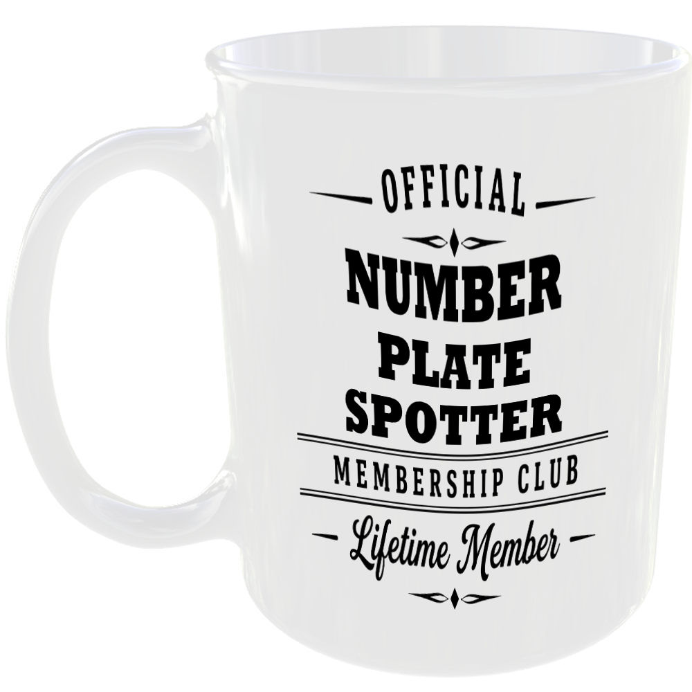 Official Number Plate Spotter Membership Club Funny Foodie Ceramic Mug Gift