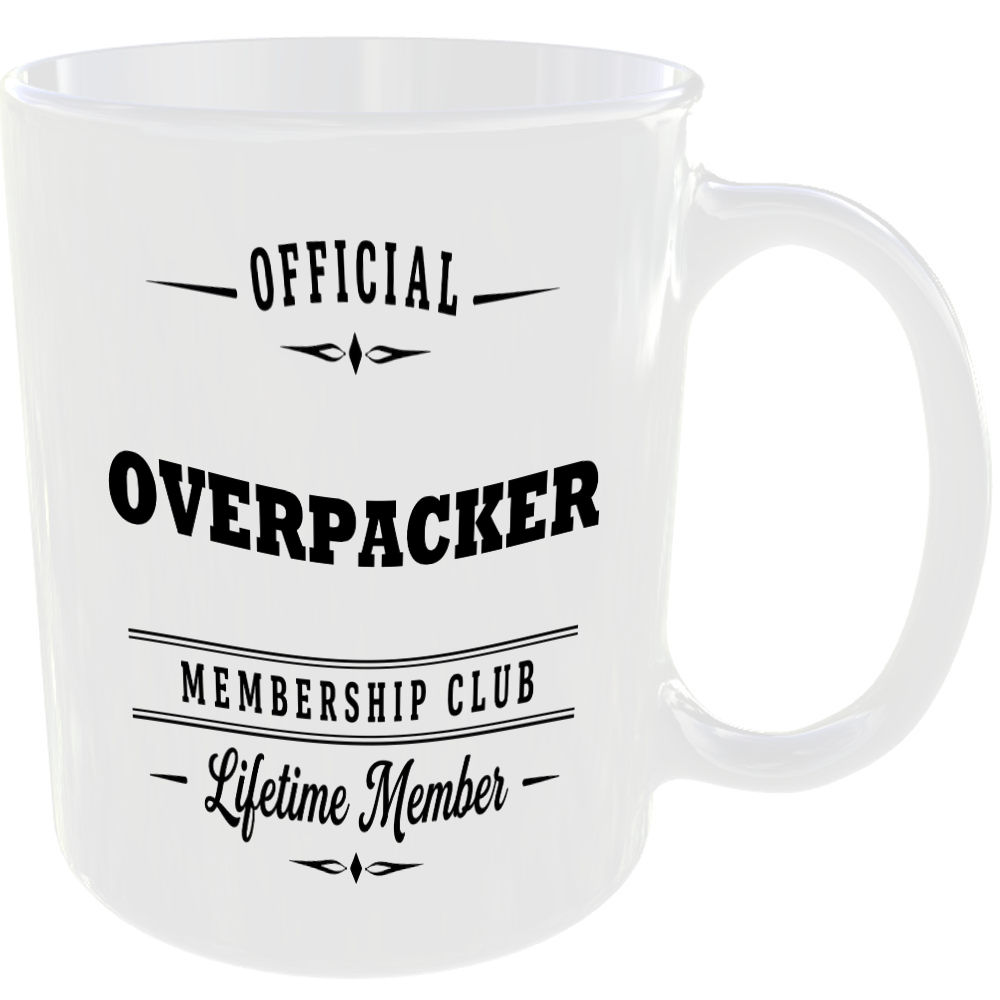Official Overpacker Membership Club Funny Ceramic Mug Travel Holiday Adventure - Image 2