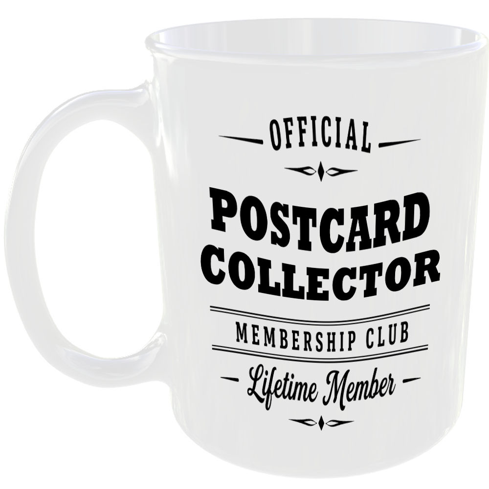 Official Postcard Collector Membership Club Funny Ceramic Mug Travel Holiday Tea